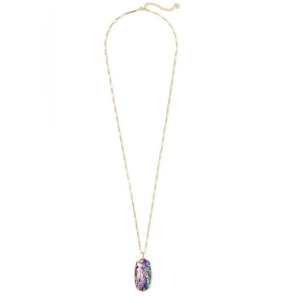 Kendra Scott Elle Drop Earrings, Reid Long Pendant | Lilac Abalone Set | Retired - Picture 5 of 10